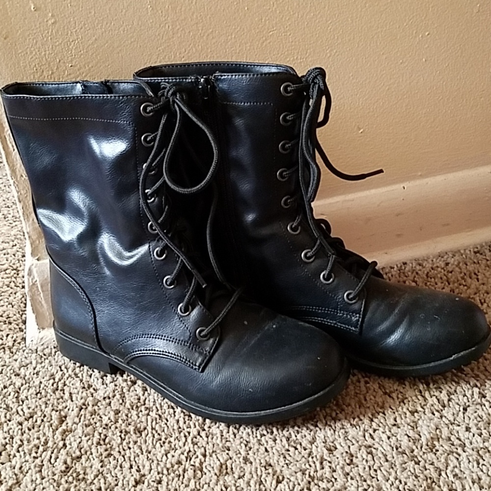 Black combat boots